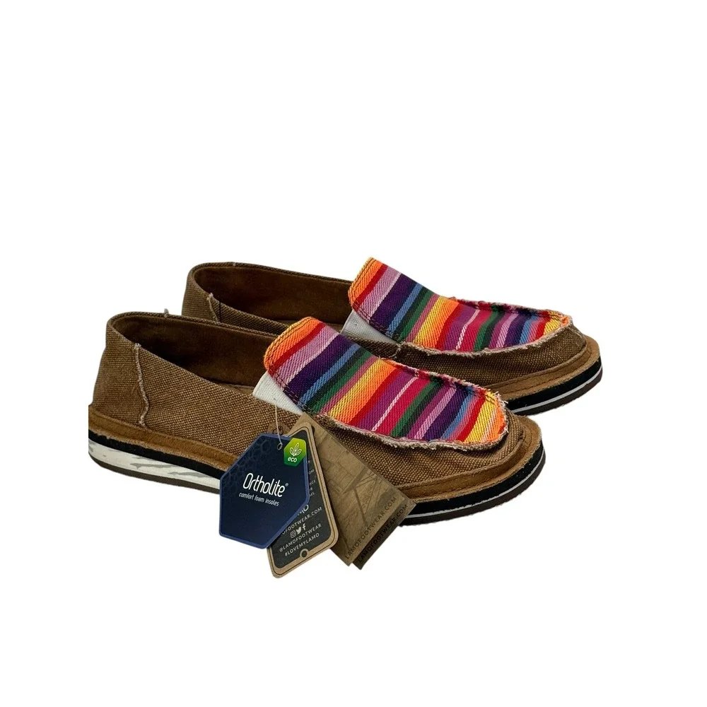 Lamo Skipper Serape Brown‎ Canvas Western Slip On Loafer Shoes Women's Sz 7 NWT